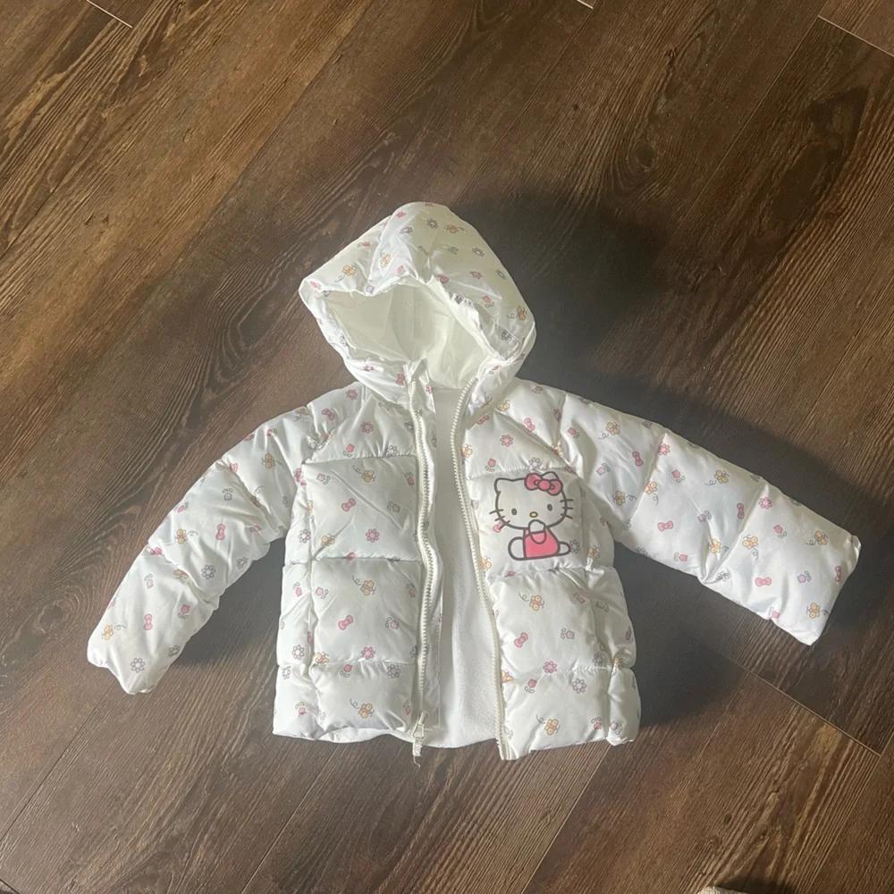 Hello Kitty Midweight Hooded White Puffer Jacket 2T